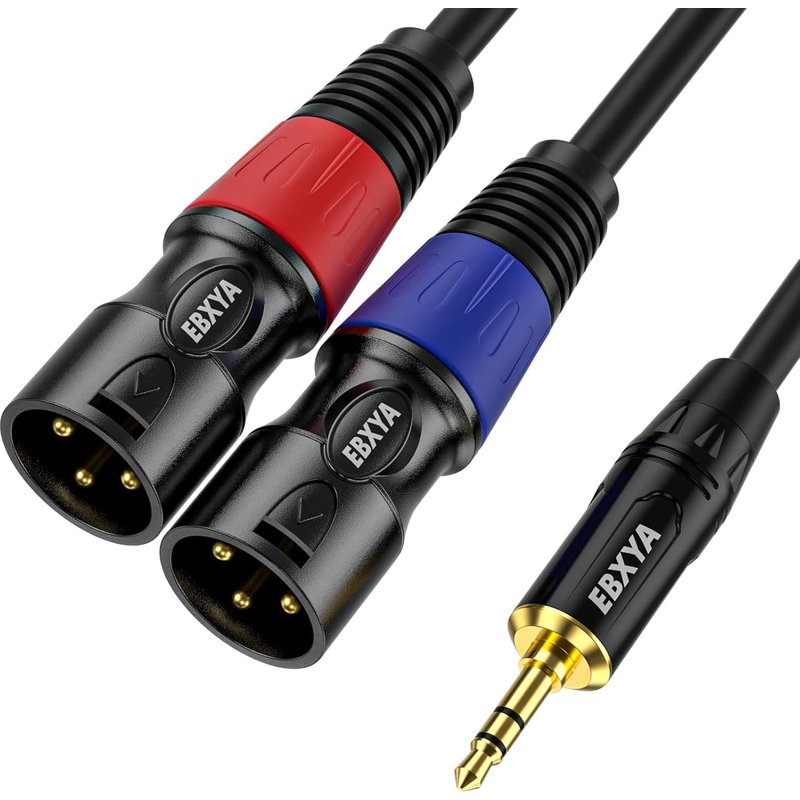 Câble de 3,5 mm vers XLR 2M câble de raccordement de câble de dérivation stéréo mâle de 3,5 mm à deux XLR