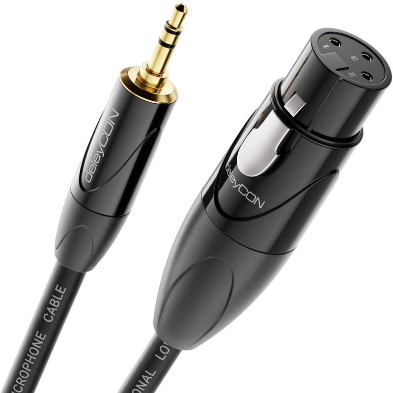2m Câble XLR vers Prise Jack Stéréo 3,5mm-Câble Adaptateur pour Microphone Audio AUX-Qualité Studio-En Cuivre pur OFC (AWG24) Prise Femelle XLR vers Prise Jack 3,5mm
