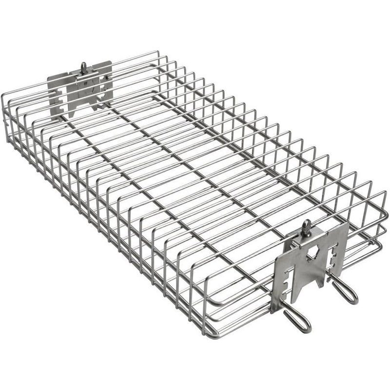 6042 Le panier de gril plat d'acier inoxydable de s'adapte à l'hexagone de 12mm & 10mm, aux tiges carrées et 8mm carrés de 10mm tournebroche pour n'importe quel gril tournebroche