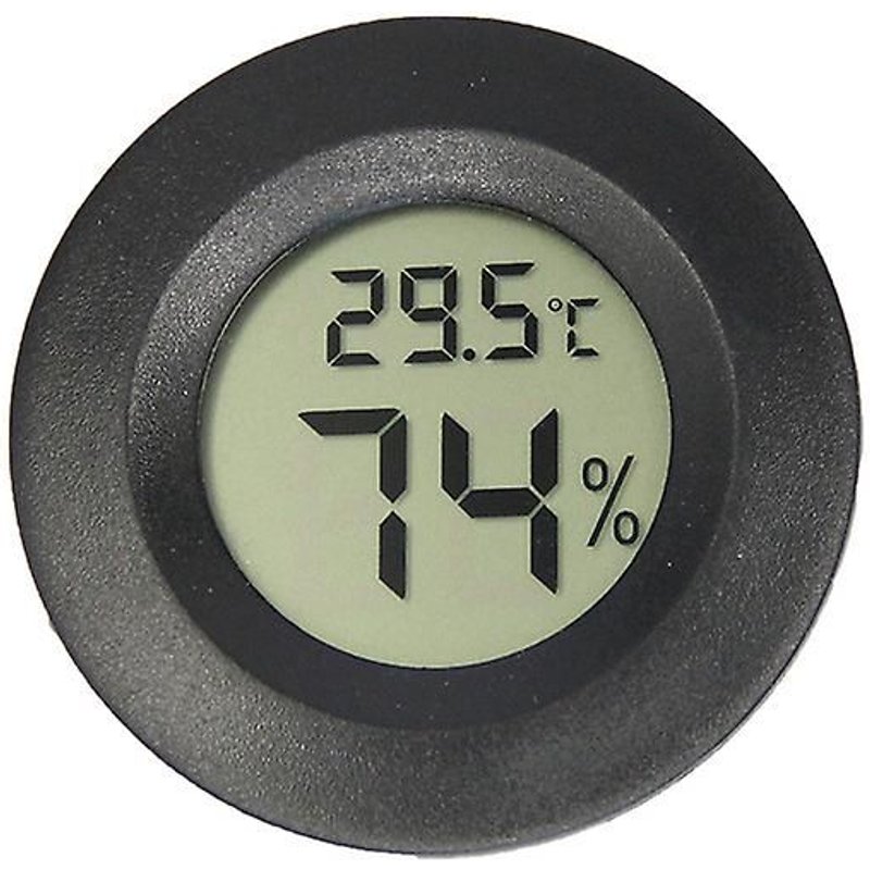 Mini thermomètre hygromètre numérique noir de 4,5 cm, écran LCD numérique, portable, rond, pour intérieur et extérieur