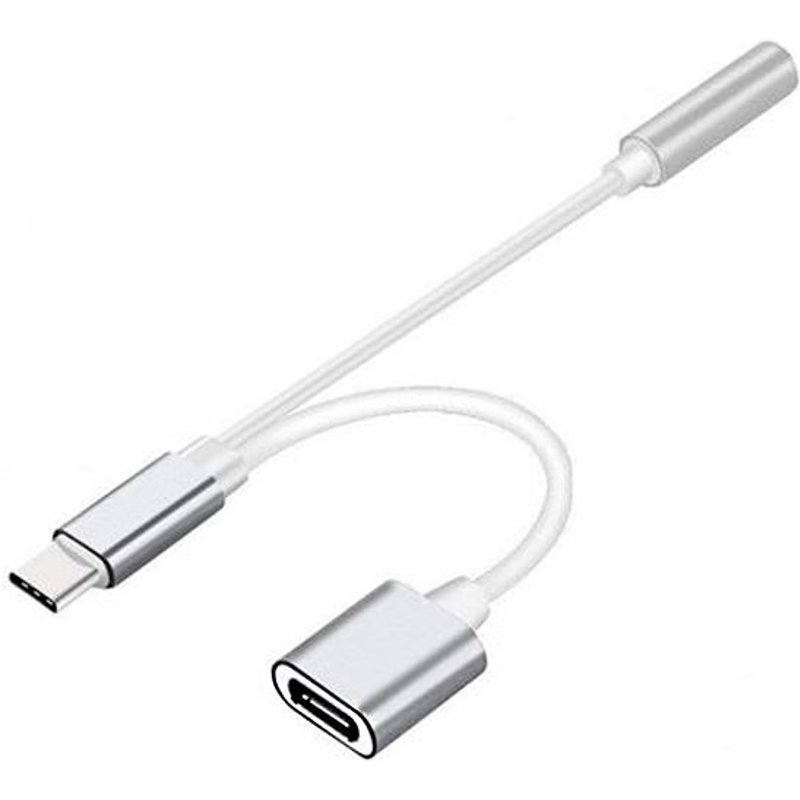 Adaptateur 2 en 1 USB C vers Jack 3,5mm et USB C Audio et Charge