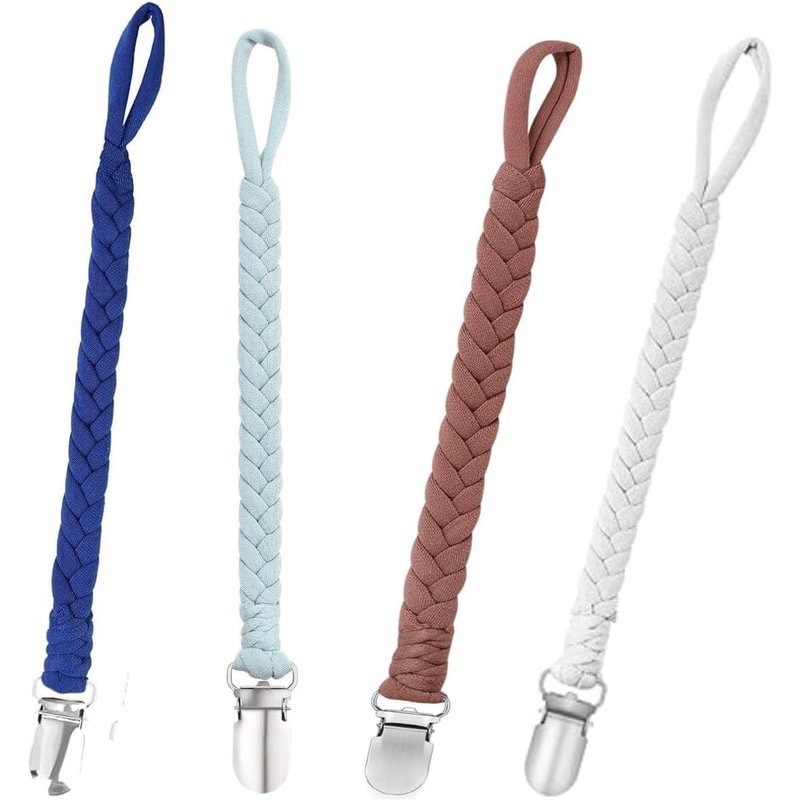 Chaîne De Tétine Bébé,4 Pièces Attache Sucette Pour Bebe En Coton Personnalisé,Attaches-Tétines Pour Bébé,Coton Soothie Tétine Clips,Attache Corde De Tétine,Pour Filles Bébés Garçons Cadeau