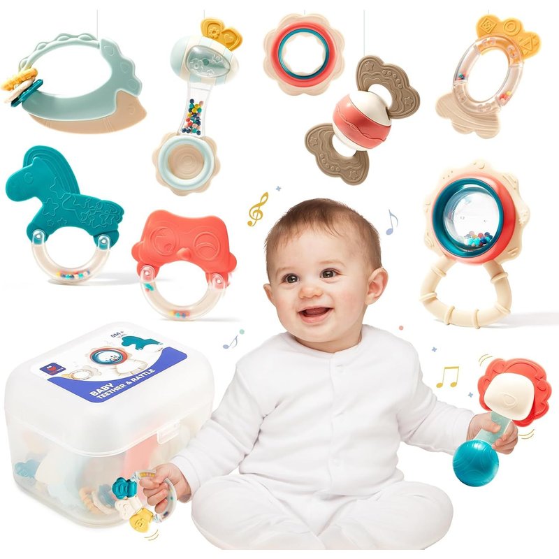 Jouet Pour Bébé Naissance 0-3 6 Mois Anneau Dentition Pour Bébé 3 6 Mois Hochet De Dentition Pour Bébé 0-3 Mois Sans Bpa Cadeau Naissance Fille Garçon,10pcs