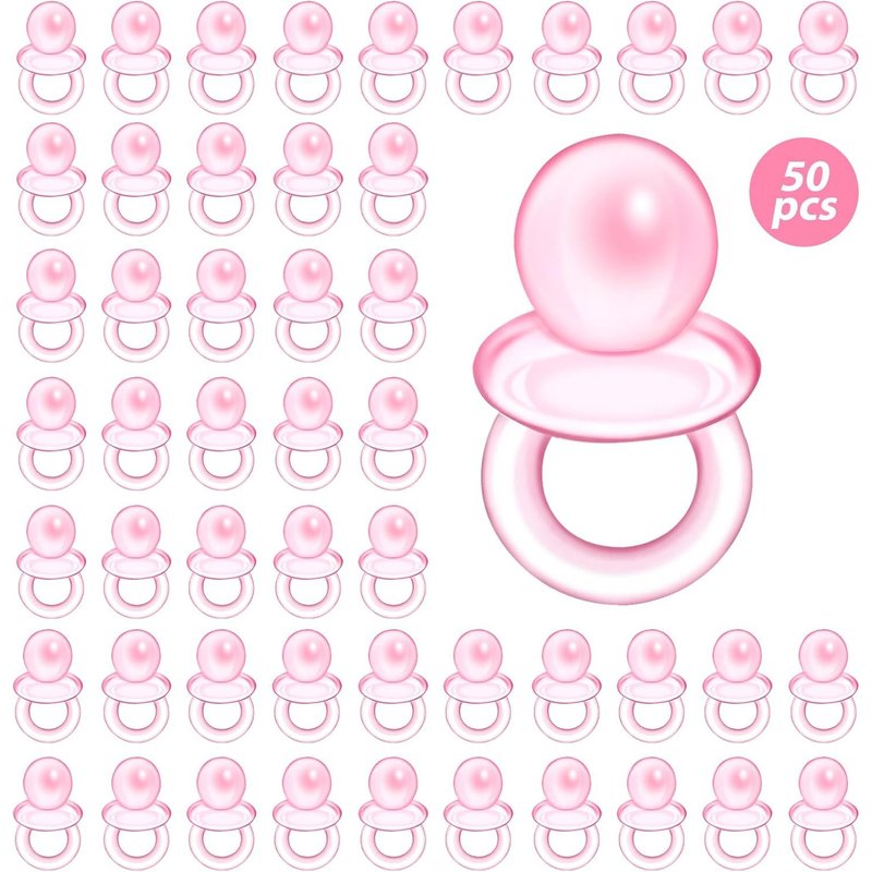 Lot De 50 Mini Tétines En Plastique Pour Fête Prénatale,Jeu De Fête Prénatale,Décoration De Fête Prénatale,Mini Tétines En Acrylique Pour Baptême,Fête Prénatale,Anniversaire,Future Fête (Rose)