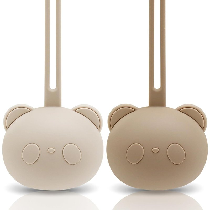 Boîte À Sucette En Silicone Pack De 2 Rangement Sécurisé Pour Tétines Design Panda Sans Bpa Accessoire Bébé De Haute Qualité Pour Nourrissons Et Jeunes Enfants (1x Complexion + 1x Field Grey)