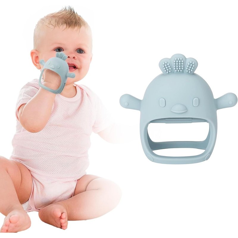 Jouets De Dentition En Silicone Pour BébéGant Et Anneaux Réfrigérants Pour Soulager Les DouleursGrignoteuse (Bleu)