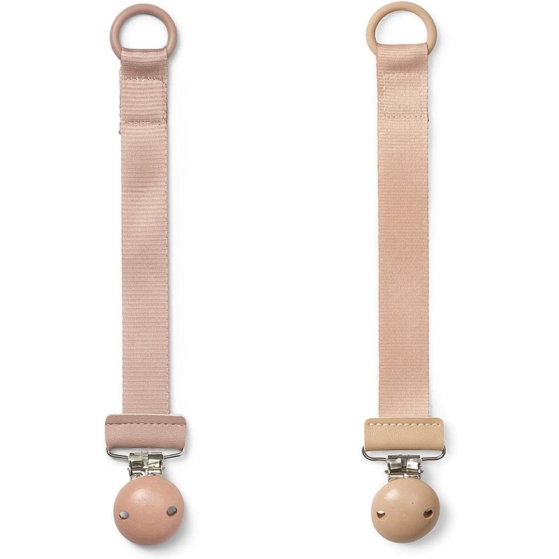 Pack De 2 Attache-Tétine En Tissu Et Clip En Bois,Pour Bébé Garçon Et Fille,Anneau Universel En Silicone,S'adapte À Toutes Les Sucettes-Faded Rose/Blushing Pink,Rose
