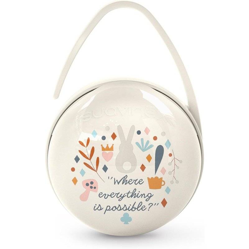 Boîte À Tétine Duo Avec Capacité Pour 2 Sucettes. Pochette Pour Sucettes,Boîte À Sucette Avec Anse Flexible,Étui Sucette,Pour Bébés +0 Mois,Wonderland Beige