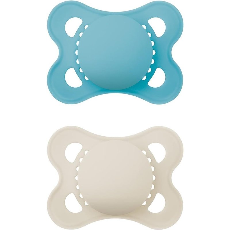 Pure Lot De 2 Tétines Es Pour Bébé En Matériau Durable Et Bio-Renouvelable,Avec Boîte À Tétines,0 À 6 Mois,Bleu/Beige