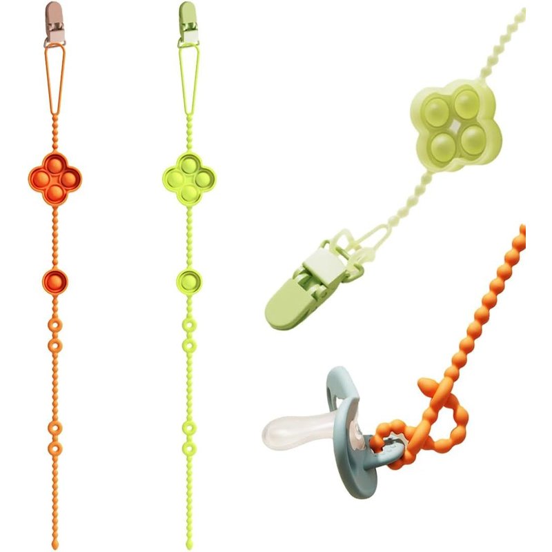 2er Pack Schnullerkette,Schnullerclip Aus Hochwertigem Silikon,Geeignet Für Jungen Und Mädchen,Baby Schnullerkettenclip Geschenk,Bpa-Frei