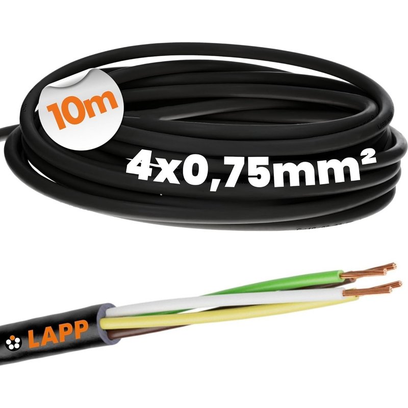 LiYY 1030270 Control Cable PVC 4x0.75 mm² Black I 4 Core LED Cable Data Cable Signal Cable Solderable Cable