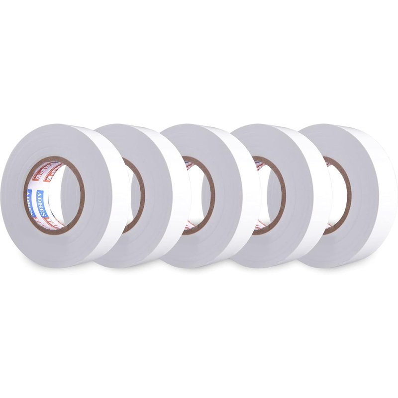 Lot de 5 Rouleaux De Ruban Adhésif Isolant électrique Blanc 19 mm x 20 m