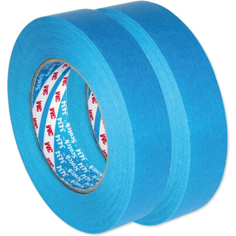 3M 3434 Ruban de masquage pour carrosserie,cadres,silicones,modélisme,25 mm x 50 m,bleu (2 rouleaux)