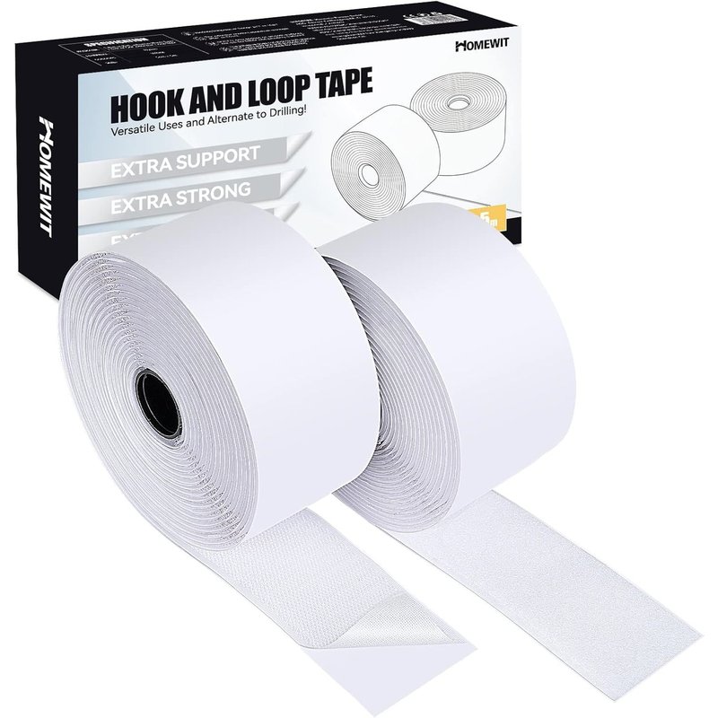 Scratch Autocollant Double Face auto-adhésive extra forte 50 mm de large 5 m de long,Adhésives puissant Hook Loop Rubans pour Ménage,Blanc