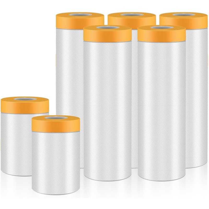 7 Rouleaux Ruban de Masquage de Peinture(55+150+240 cm),Bâche De Protection En Plastique,Bache de Protection Peinture Transparente pour Travaux de Rénovation,Décoration et Bricolage