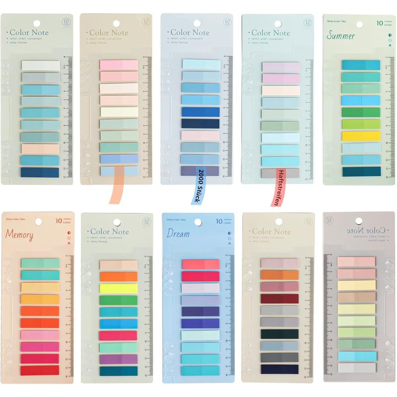 2000 Piezas Marque Page Adhesif,Notas Adhesivas,Marque Page Autocollantes Transparentes,Sticky Tabs Sticky Notes Adhésives Pastel,Livres Annotation Pour Maison,École,Bureau