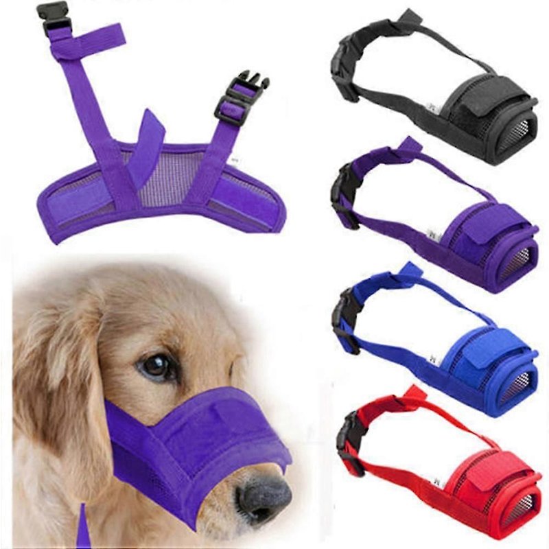 1x Masque Réglable Pour Chien, Muselière En Maille Anti-Aboiements Et Anti-Morsures, Pour Le Toilettage Et L'arrêt De La Mastication, Circonférence De La Bouche Hfmqv-L : 18-24 Cm, Rose