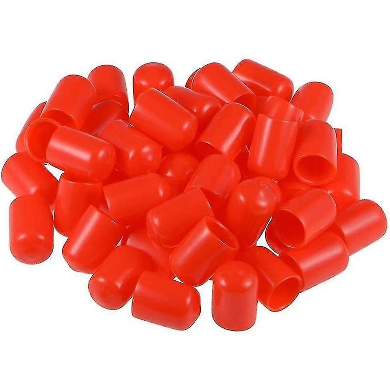 Lot de 100 embouts en caoutchouc pour tube rond en PVC de 12 mm de diamètre intérieur, protections de filetage de vis, rouges