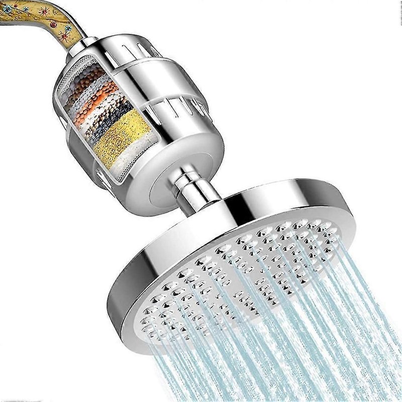 Pommeau de douche et filtre à eau dure, filtre de douche en 15 étapes éliminant le chlore et les substances nocives de l'eau