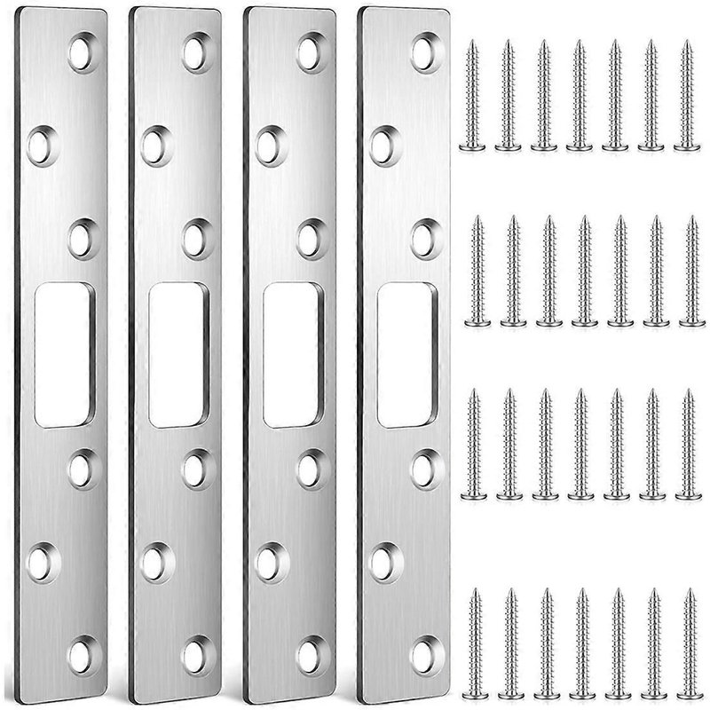 Lot de 4 gâches de porte de 6 pouces, loquet de sécurité, plaque de renfort de porte en acier inoxydable avec