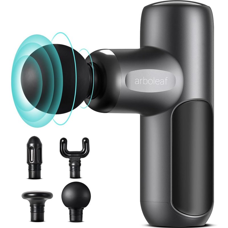 Pistolet De Massage Mini 0,39 Kg Avec 5 Vitesses Et 4 TĂȘtes De Massage, Masseur Ă Main 3200 Tr/Min Avec Moteur Silencieux, Pistolet Musculaire Pour La Maison, Le Fitness Et Les Voyages