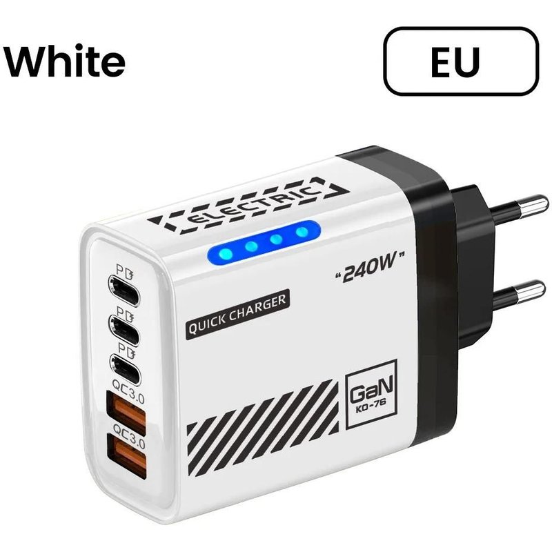 240W chargeur rapide Type C Charge rapide 3.0 5 Ports USB C adaptateur de chargeur mural pour iPhone 15 16 Samsung Xiaomi PD USB chargeur rapide