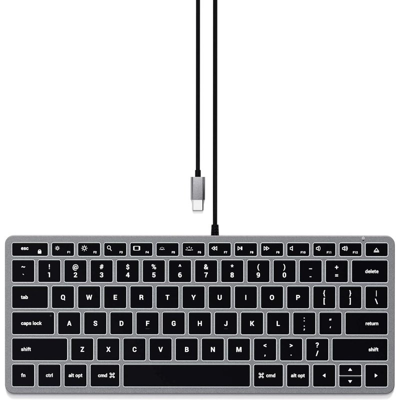 Clavier Avec Câble Slim W1 Rétroéclairé, Qwerty Anglais, Clavier Lumineux Usb-C Pour Macbook Pro/Air, Ipad Pro/Air, Mac Mini, Imac Et Plus ¿ Gris Sideral, Disposition Us