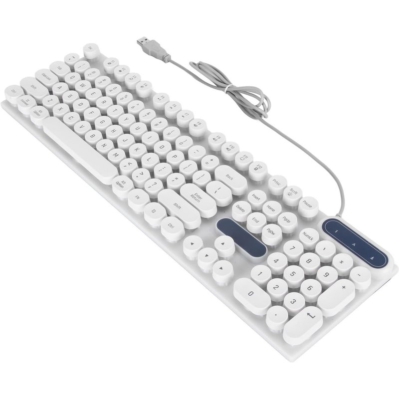 Clavier De Jeu, Touches Rondes 104 Touches Respirantes Clavier D'Ordinateur Filaire Rétro-Éclairé Pieds Pliables Pour Bureau (Punk Noir)