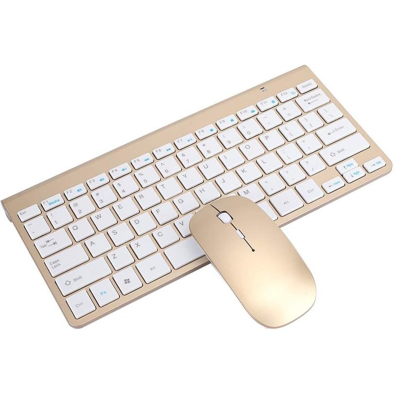 Clavier Sans Fil Souris Sans Fil Clavier Sans Fil Ensemble De Souris Ultra Mince Muet Mini Bureau À Domicile Cfor Omputer Accessoires 2.4G (Or) (Or)