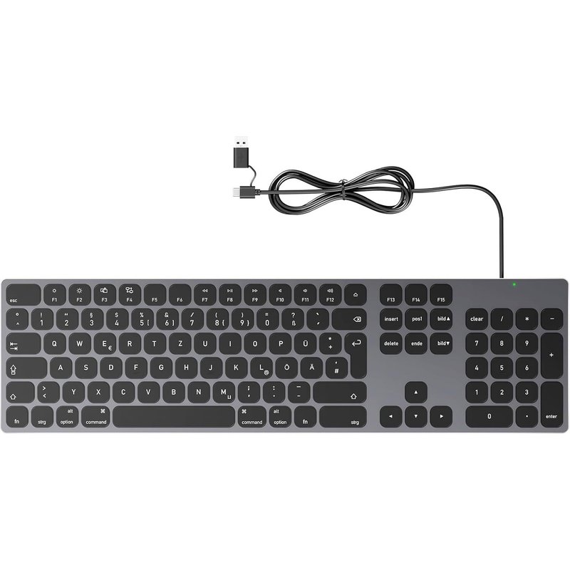 Clavier Filaire Entièrement En Aluminium Pour Apple Mac Os : Port Usb/Usb-C, Plug And Play, Clavier Complet Fin Et Durable Avec Pavé Numérique Pour Imac, Mac Mini Ou Macbook- Gris
