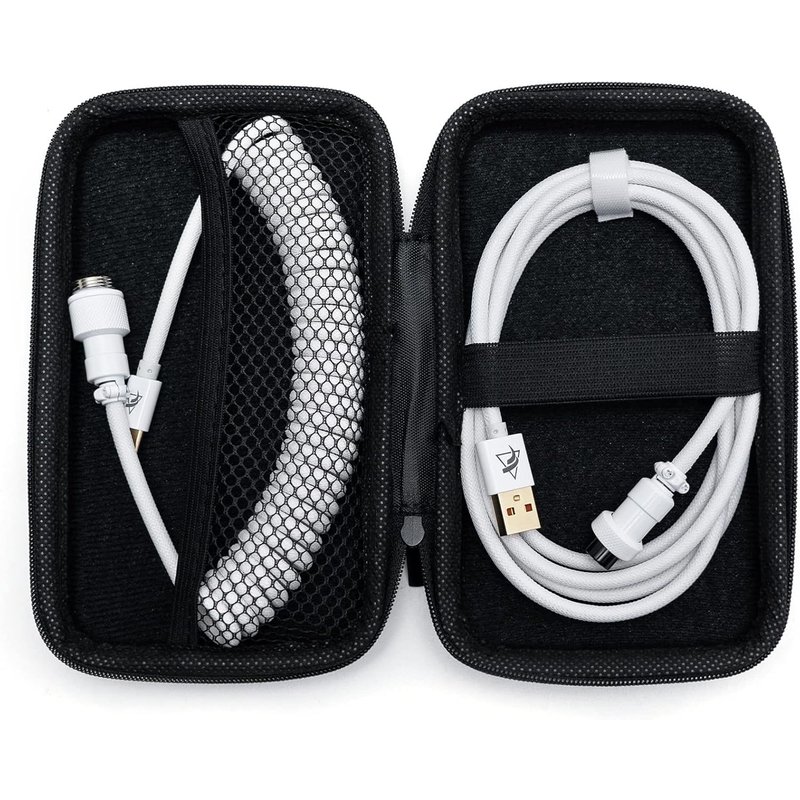 Câble De Clavier Spiralé Usb C Pour Clavier Mécanique, Câble D'Aviateur Usb Spiralé Pour Clavier, Câble Professionnel À Double Gaine Avec Sac De Rangement (Blanc)