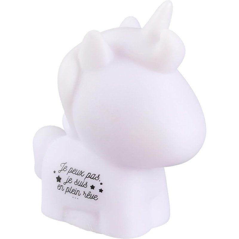 Hello Kids La11019 Lampe Veilleuse Led Rose Enfant Licorne Je Peux Pas Je Suis En Plein Rêve Pvc Blanc H10 X 4,5 X 8,5 Cm