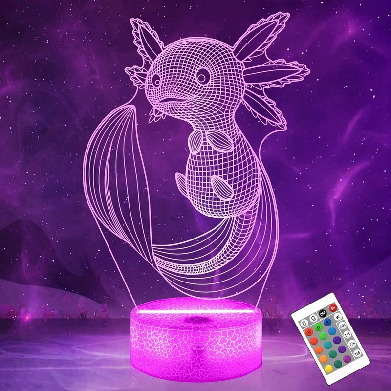 Axolotl Veilleuse, Cadeau Axolotl Avec Télécommande + Touch 16 Changement De Couleur Flash + Minuterie Décor Chambre D'enfant Meilleurs Cadeaux D'anniversaire De Festival.