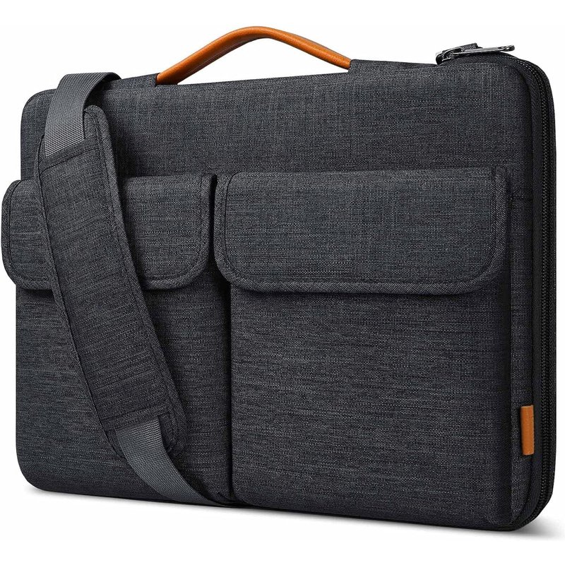 360° Protection Housse Sacoche Ordinateur 13.3 Pouces Compatible Avec 13 Macbook Air M3/M2/M1 2024-2012, 13 Macbook Pro M2/M1 2022-2012/14 Macbook Pro M3/M2/M1 Pro/Max 2023-2021, Noir Gris