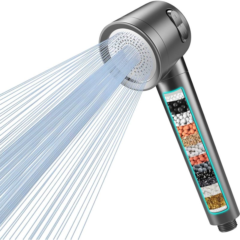 Pommeau de douche avec filtre haute pression avec filtre à 15 étapes tuyau de 1,5 m 3 modes de pulvérisation, pommeau de douche anti-calcaire économiseur d'eau pour éliminer le chlore résiduel