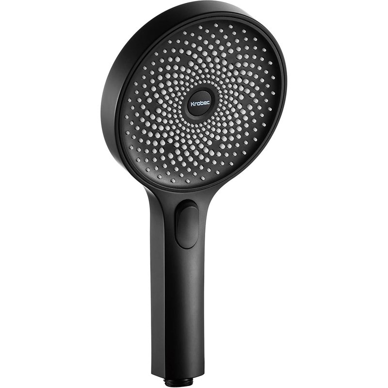 Krobec Pommeau de douche, douche à main grande 130 mm. Tête de douche à main avec 3 modes de jet,douche amovible, jeu de douche premium. Massage spa (noir)