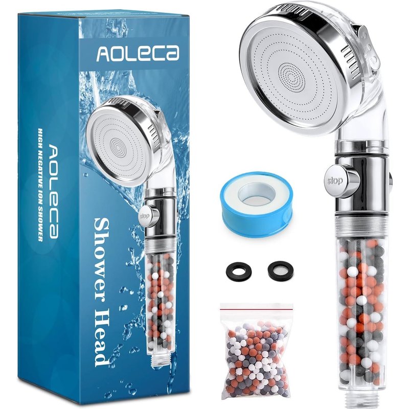 Omasi Pommeau Douche Haute Pression Pomme de Douche Anti Calcaire Filtrant,Douchette Économie d'Eau Universelle de Massage 3 Modes De Douche Convient à Salle De Bain