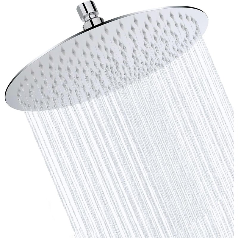 Pommeau de Douche Pluie 20 cm ¿ Tête de Douche Ronde 8 Pouces en Acier Inoxydable, Effet Pluie, Auto-nettoyante, Finition Chromée, Installation Facile