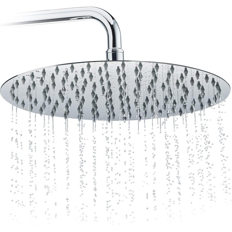 Pommeau de douche rond pluie tĂȘte de douche 300 mm pomme en inox effet miroir brillant, argentĂ©