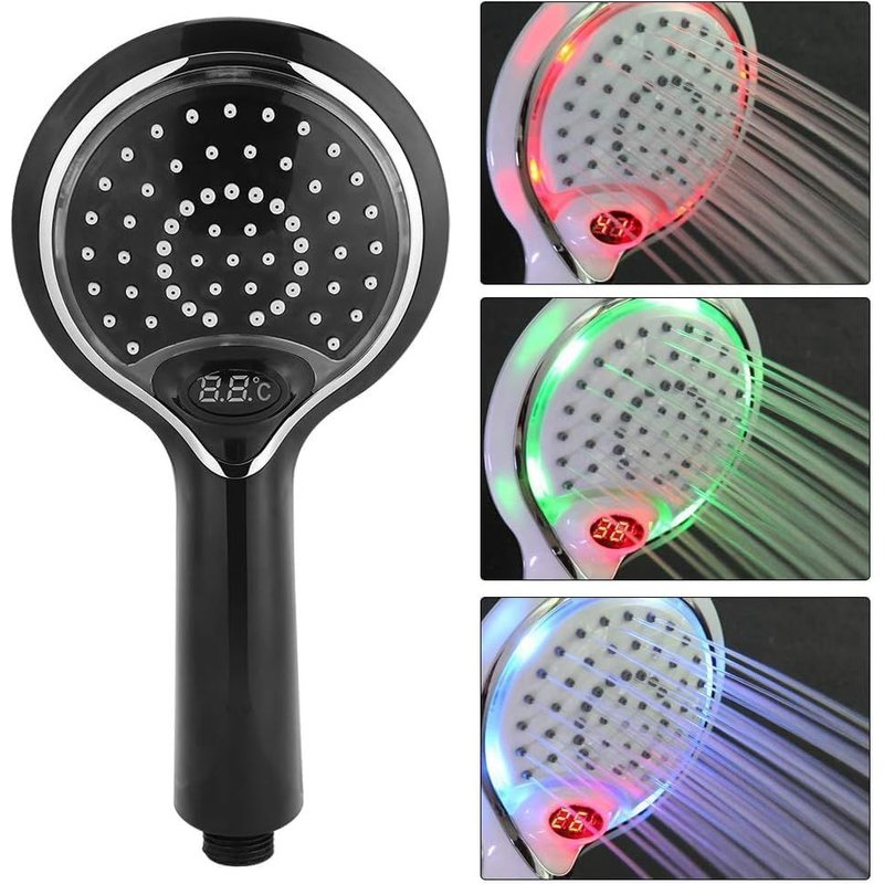 pommeau douche LED, 3 couleurs douchette à main avec affichage la température douchette couleur pommeau douche numérique basse pression pour répondre à la plupart des besoins salle de bain