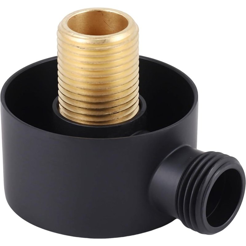 Coude d'alimentation Murale, Accessoires de connecteur de Tuyau de Douche à Mural Rond en Laiton, Sortie d'eau G1 / 2 Pouces pour Douche - Noir
