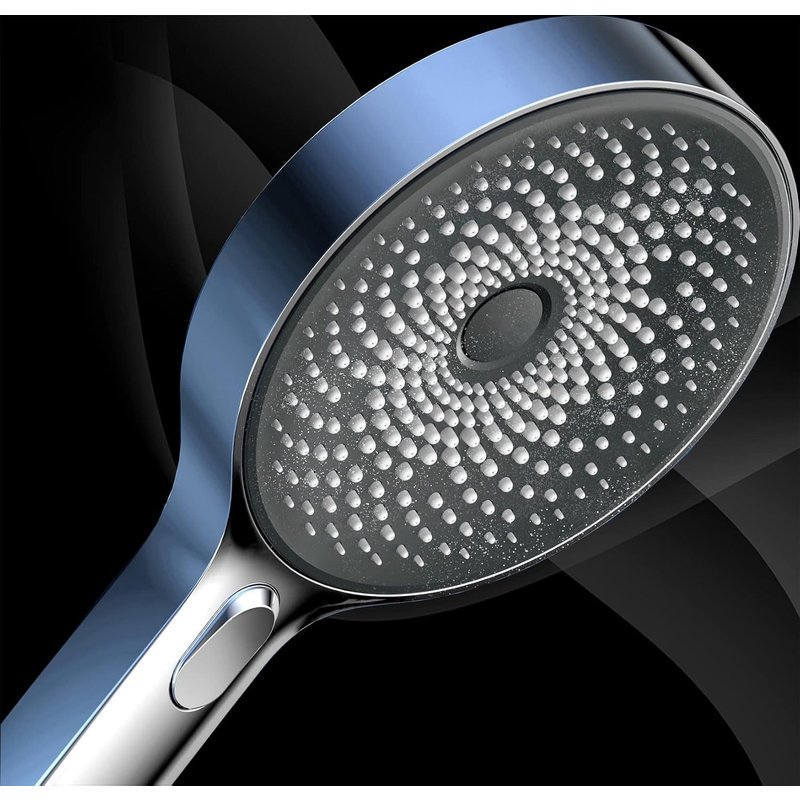 Krobec Pommeau de douche, douche Ă main grande 130 mm. TĂŞte de douche Ă main avec 3 modes de jet douche, jeu de douche premium.Chrome