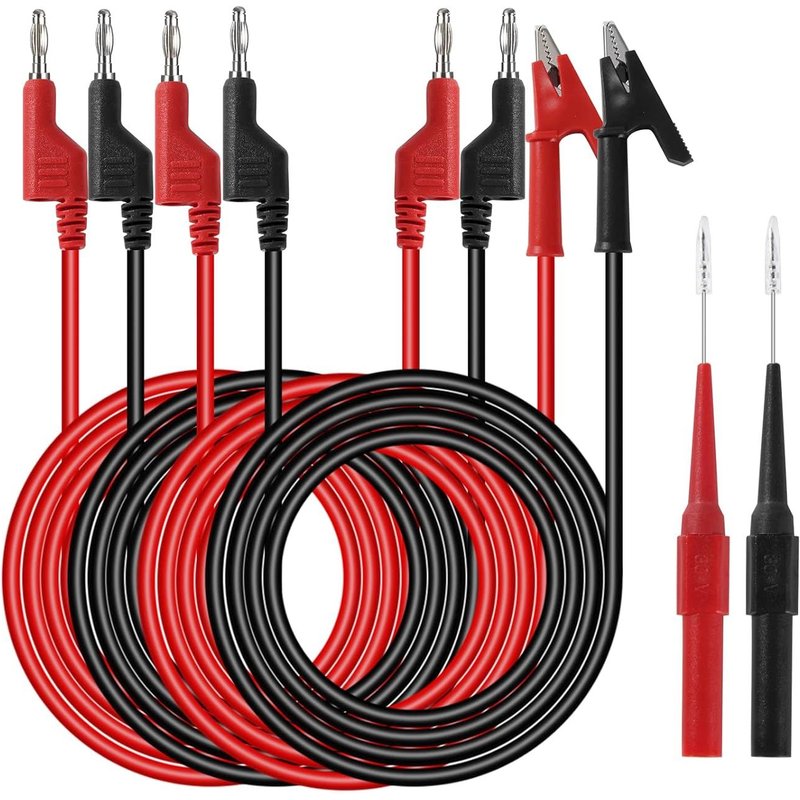 Câbles de Test de Multimètre avec Sondes de Multimètre Pince Crocodile Fiche Banane 4mm pour Multimetre Professionnel Testeur Electrique Noir Rouge 6 Pièces