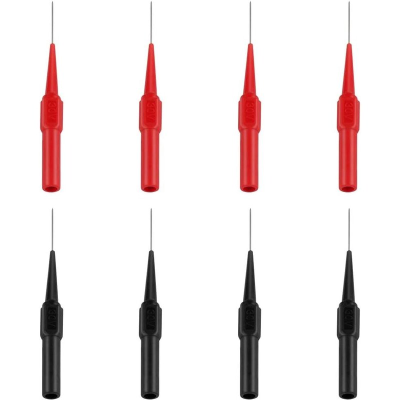 8PCS Sonde De Test,Cordons De Test Multimètre En Acier Inoxydable Sondes De Teste Câble Testeur Multifonction Pour Multimètres Laboratoires Électriciens(Rouge Et Noir)