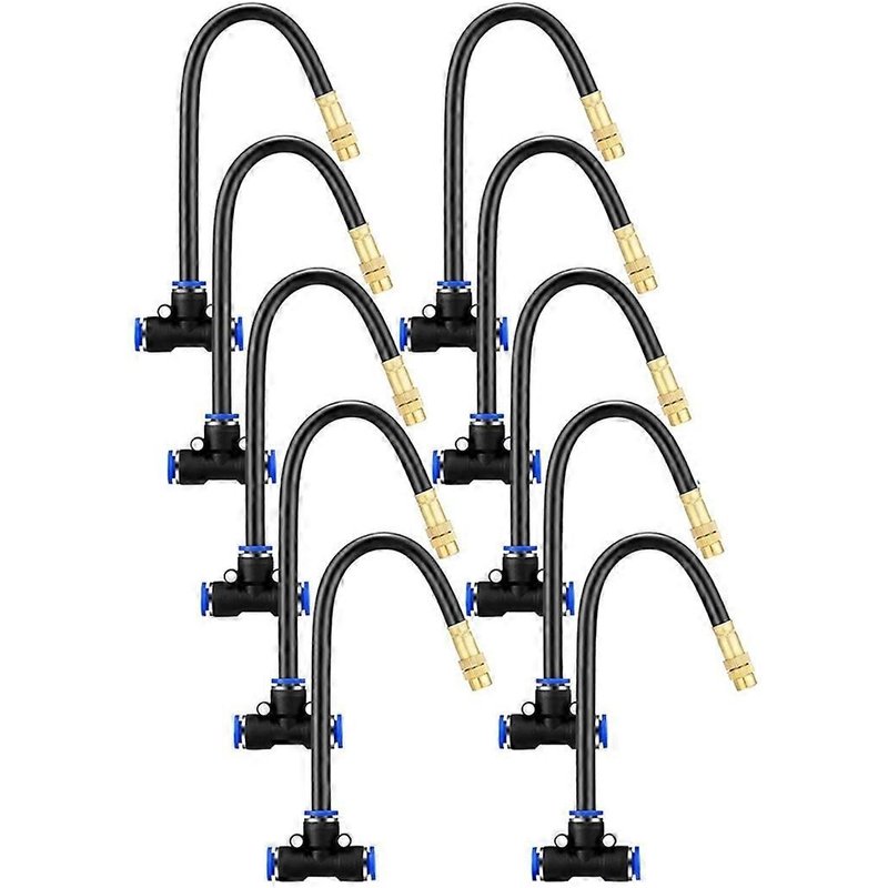 Lot de 10 buses de brumisation en laiton avec tuyau intégré de 8 pouces, rotation à 360 degrés, brumisation d'eau réglable