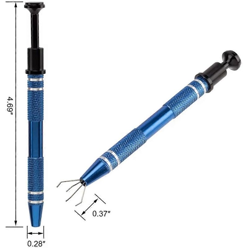 Outil de préhension à 4 mâchoires, pince à 4 mâchoires pour puce IC, composant électronique, clou, vis, outil manuel de serrage bleu