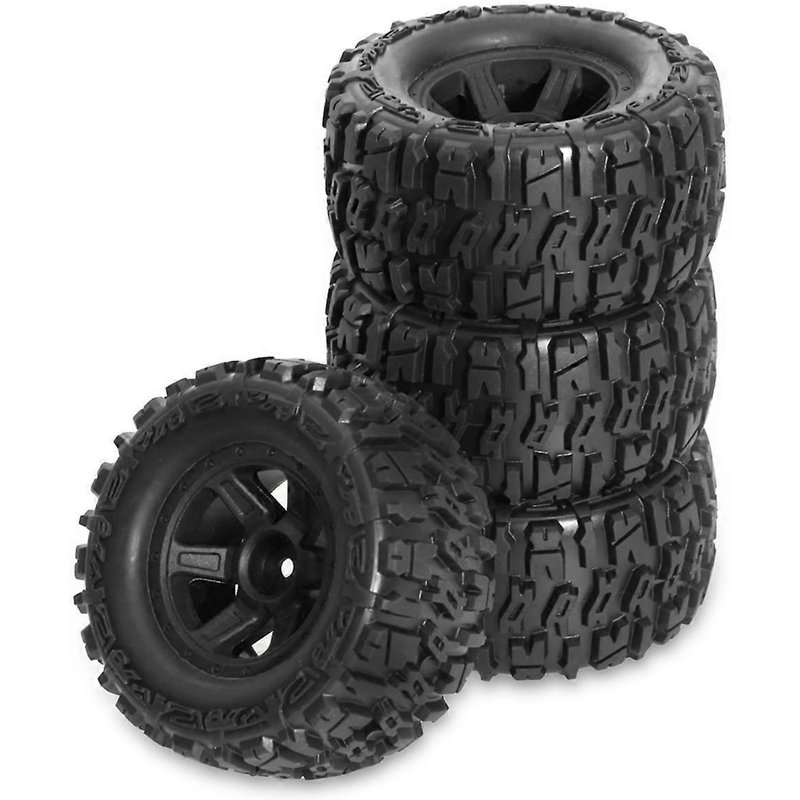 Lot de 4 pneus en caoutchouc de 90 mm pour voiture sur chenilles RC 1/14, 1/16 et 1/18, pièces de mise à niveau, accessoires, noir