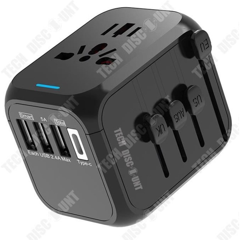 Td® Global Travel Multifunction Charger Type C Socket 3usb Converter Avec Indicateur Portable Plug Rubik's Cube Universal