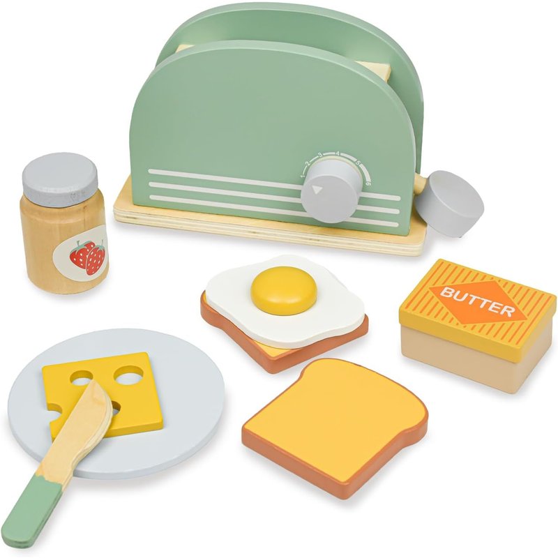 Jouets De Cuisine En Bois,Grille-Pain En Bois Avec Pain Et Beurre En Bois,Jeu De Cuisine Pour Enfants,Jouets De Rôle Pour Garçons Et Filles