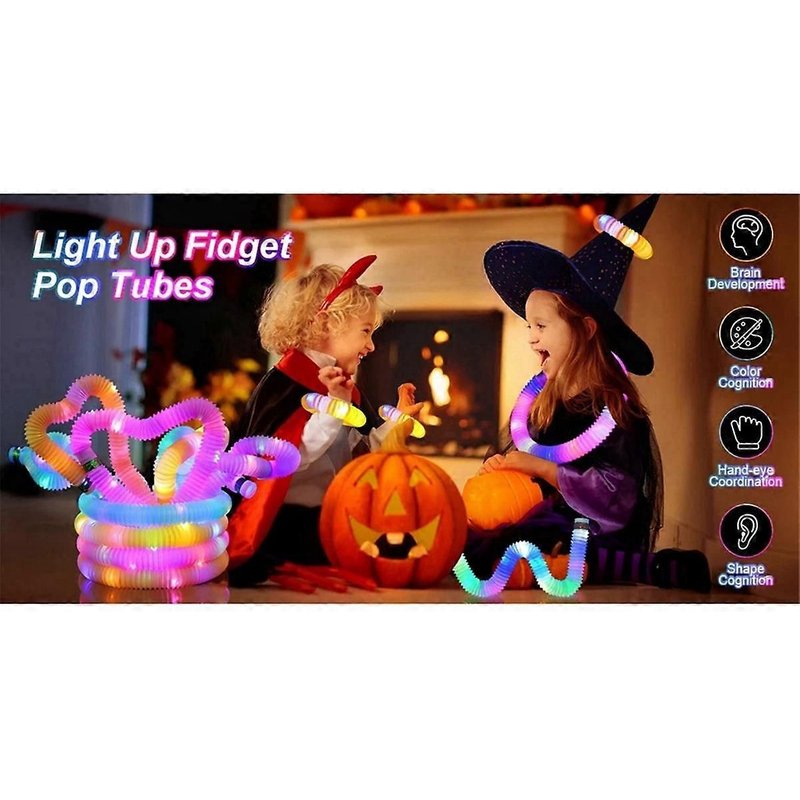 Lot de 12 tubes LED télescopiques de 2,9 cm pour décompression et ventilation, boîte de couleurs arc-en-ciel